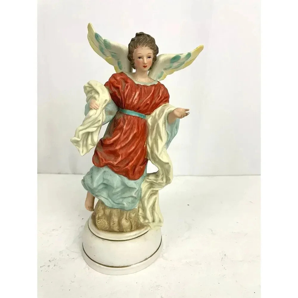 VTG Porcelain Angel Music‎ Box Milano Porcelain Sculpture Figure 1982 Eda Mann